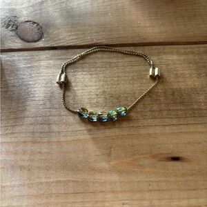 Alex & Ani green iridescent beaded adjustable bracelet